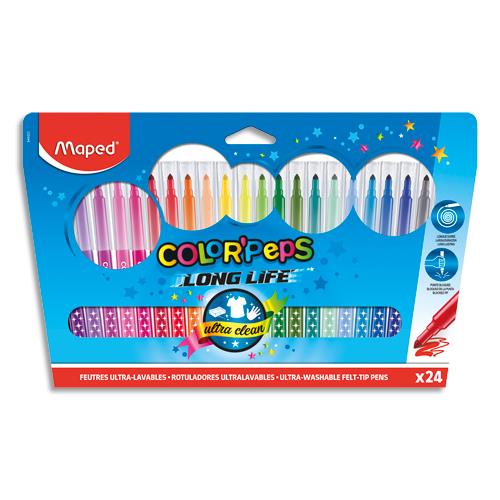 Pochette de 24 feutres de coloriage Maped Color Peps - pointe moyenne - coloris assortis