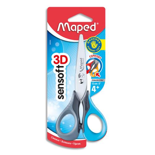 Ciseaux Maped Sensoft 13cm pour gaucher - anneaux flexibles compltement souple