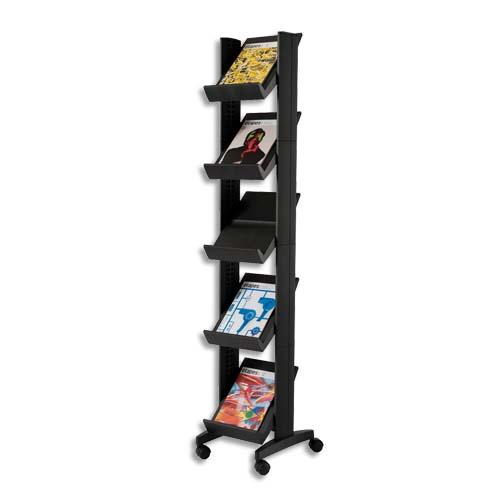Prsentoir de sol Fast Paperflow- 5 tablettes - noir - Multifiche