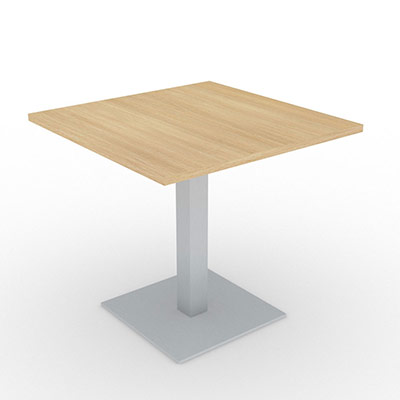 Table snack carre H 73,5 x L 80 x P 80 cm chne clair sur pitement central carr finition gris aluminium