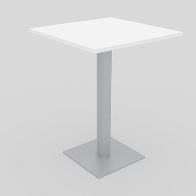 Table snack carre gamme Spirit - 80 x 105 cm - plateau blanc - finition aluminium