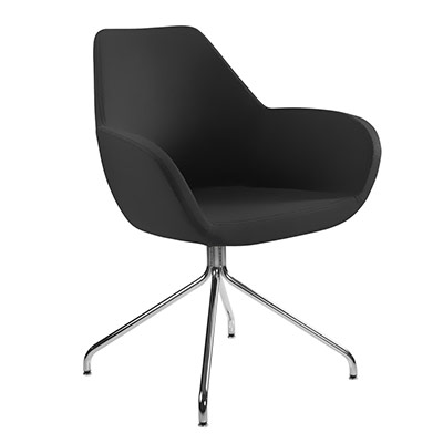 Chauffeuse Bip - 4 pieds chromss - revtement similicuir noir