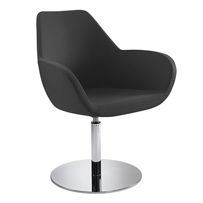 Chauffeuse pi�tement central chrom� pourvue d'un m�canisme retour point fixe - rev�tement simili cuir noir