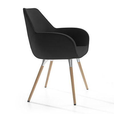 Chauffeuse Bip - 4 pieds bois - rev�tement similicuir noir