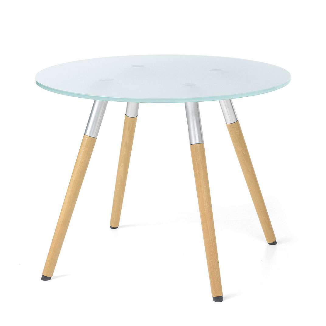 Table basse Bip Bop verre dpoli H. 45 x D. 60 cm pitement htre clair