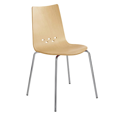 Lot de 2 chaises Spoon d�cor ch�ne clair sur 4 pieds chrom�