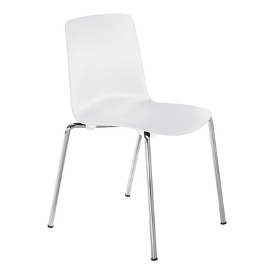 Lot de 4 chaises Gelati polypro blanc - structure acier coloris blanc