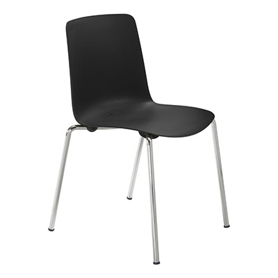 Lot de 4 chaises Gelati polypro noir - structure acier coloris blanc
