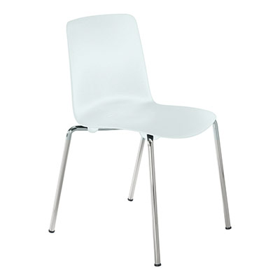 Lot de 4 chaises Gelati polypro bleu ciel - structure acier coloris blanc