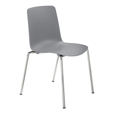 Lot de 4 chaises Gelati polypro gris - structure acier coloris blanc