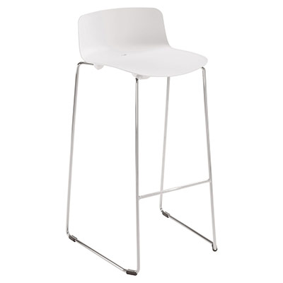 Lot de 2 tabourets hauts Gelati - assise et dosseret polypro blanc - structure acier coloris blanc