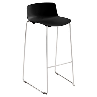 Lot de 2 tabourets hauts Gelati - assise et dosseret polypro noir - structure acier coloris blanc