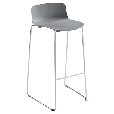 Lot de 2 tabourets hauts Gelati - assise et dosseret polypro gris - structure acier coloris blanc