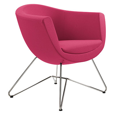 Chauffeuse 1 place Lulla - pitement filaire chrome - tissus coloris fuschia