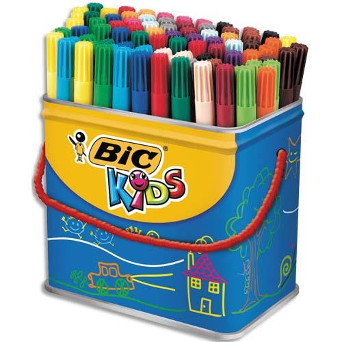 Maxi pot de 84 feutres de coloriage Visa Bic Kids - pointe fine - couleurs assorties