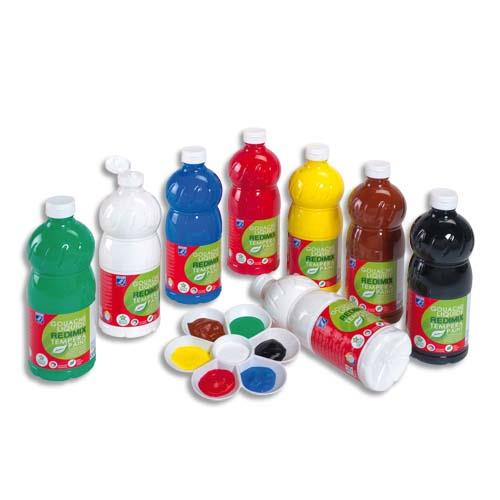 Gouache liquide - Assortiment de 8 flacons de 1 litre - Color & Co -  assortiment