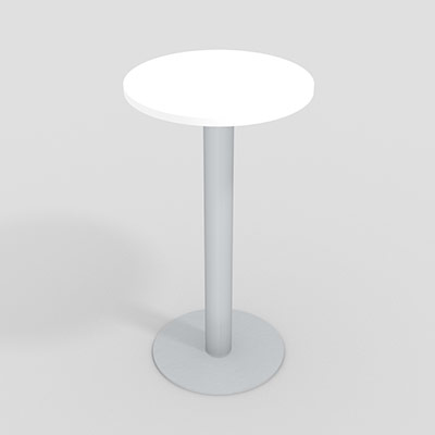 Mange debout Bali hauteur 106 cm - plateau rond 60 cm blanc neige - pi�tement rond gris alu