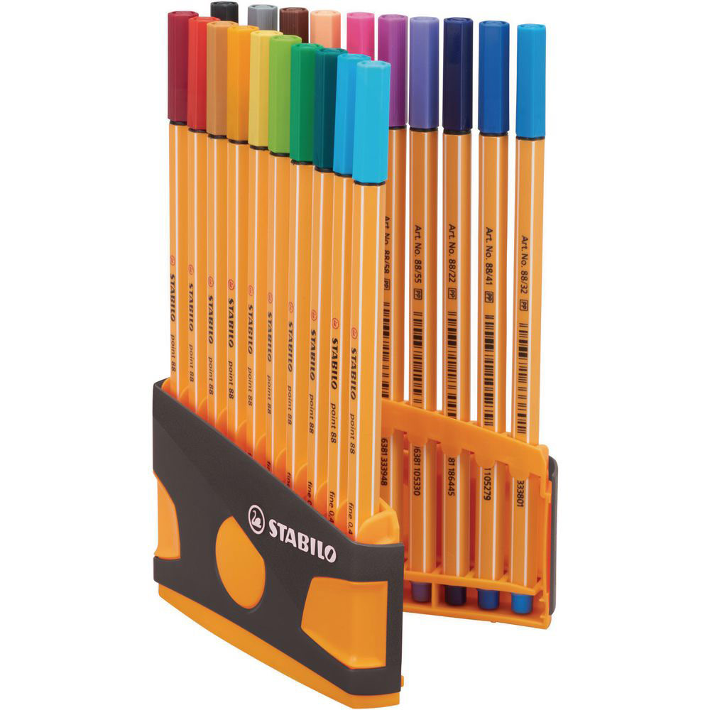 Stylo-feutre Stabilo Point 88 ColorParade - étui de 20 feutres pointes fines - 0,4 mm - couleurs