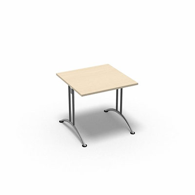 Table rectangulaire gamme Tic - 80 x 80 cm - plateau rable - pitement central aluminium
