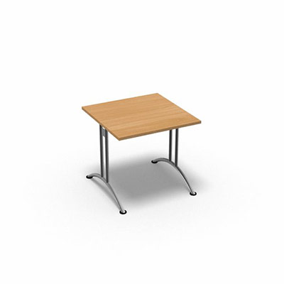 Table rectangulaire gamme Tic - 80 x 80 cm - plateau htre saumon - pitement  dgagement latral