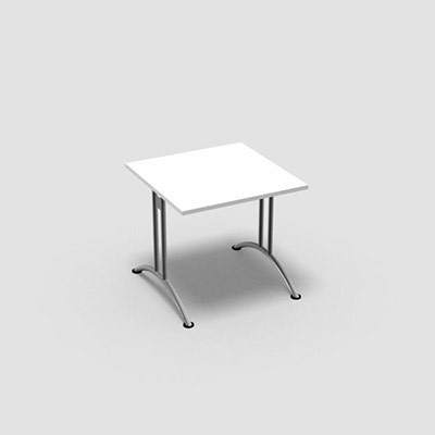 Table carr Tic 80 x 80 cm - dcor blanc neige - pitement dgagement latral alu