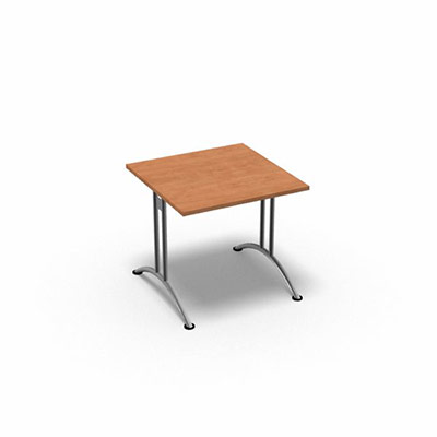 Table rectangulaire gamme Tic - 80 x 80 cm - plateau pommier cuivr - pitement central aluminium