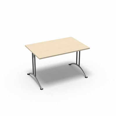 Table rectangulaire gamme Tic - 120 x 80 cm - plateau rable - pitement central aluminium