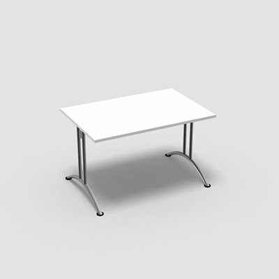 Table carr Tic 120 x 80 cm - dcor blanc neige - pitement dgagement latral alu
