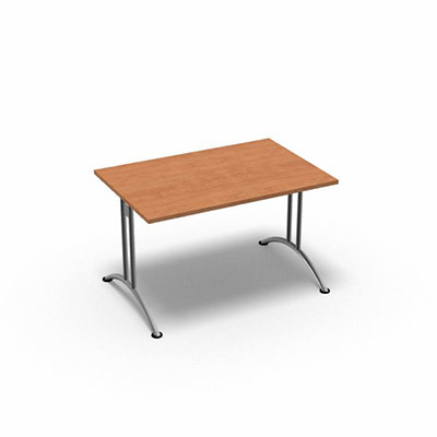 Table rectangulaire gamme Tic - 120 x 80 cm - plateau pommier cuivr - pitement central aluminium