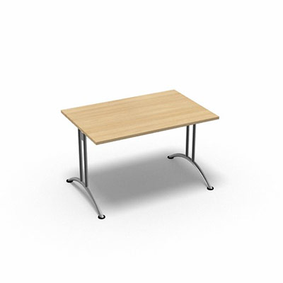 Table rectangulaire gamme Tic - 120 x 80 cm - plateau chne clair caramel - pitement central aluminium