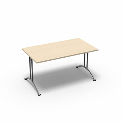 Table rectangulaire gamme Tic - 140 x 80 cm - plateau rable - pitement central aluminium