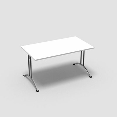 Table rectangulaire TIC - 140 x 80 cm - plateau blan - pietement gris alu