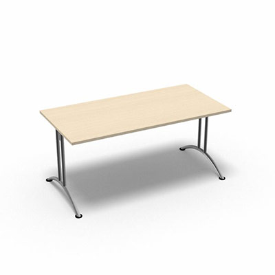 Table rectangulaire gamme Tic - 160 x 80 cm - plateau rable - pitement central aluminium