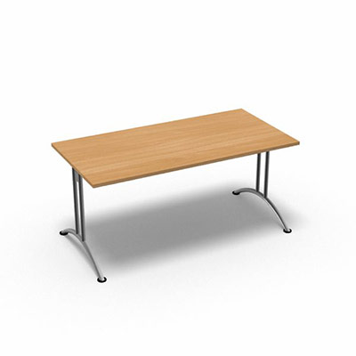 Table rectangulaire gamme Tic - 160 x 80 cm - plateau rable - pitement central aluminium