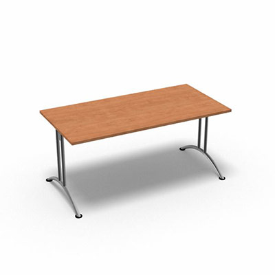 Table rectangulaire gamme Tic - 160 x 80 cm - plateau rable - pitement central aluminium
