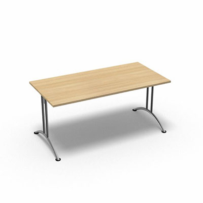 Table rectangulaire gamme Tic - 160 x 80 cm - plateau rable - pitement central aluminium