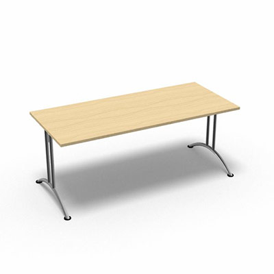 Table rectangulaire gamme Tic - 180 x 80 cm - plateau rable - pitement central aluminium