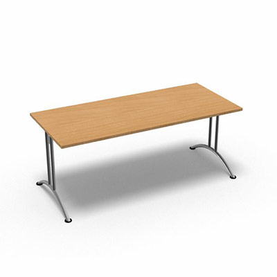 Table restauration Tic rectangulaire L 180 x P 80 cm dcor htre saumon sur pitement  dgagement latral finition gris aluminium