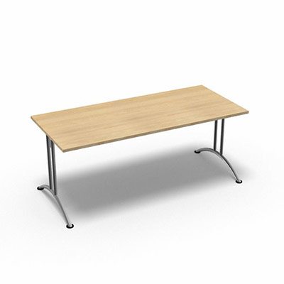Table restauration Tic rectangulaire L 180 x P 80 cm dcor chne clair sur pitement  dgagement latral finition gris aluminium