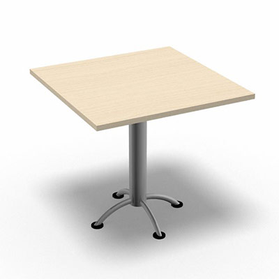 Table carre gamme Tic - 80 x 80 cm - plateau rable - pitement central aluminium
