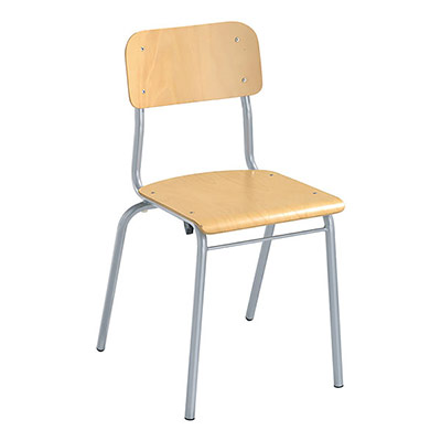 Lot de 2 chaises Kantine htre naturel 4 pieds finition gris aluminium