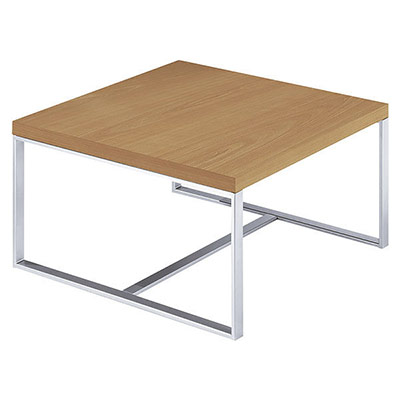 Table basse Sushi carre L 60 x P 60 cm - plateau dcor noyer clair pitement gris aluminium
