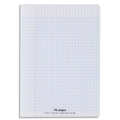 Cahier co - piqu - couverture polypro - 96 pages - 17x22 cm - 90g - grands carreaux - Incolore
