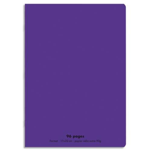 Cahier co - piqu - couverture polypro - 96 pages - 17x22 cm - 90g - grands carreaux - violet