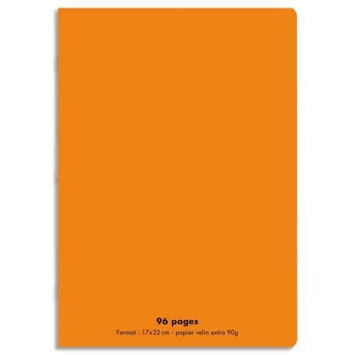 Cahier co - piqu - couverture polypro - 96 pages - 17x22 cm - 90g - grands carreaux - orange