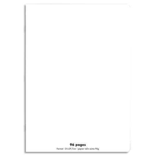 Cahier co - piqu - couverture polypro - 96 pages - 21x29,7 cm - grands carreaux - blanc