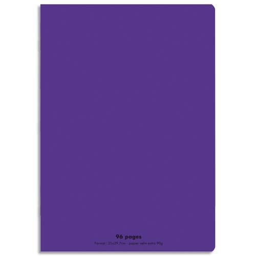 Cahier co - piqu - couverture polypro - 96 pages - 21x29,7 cm - grands carreaux - violet