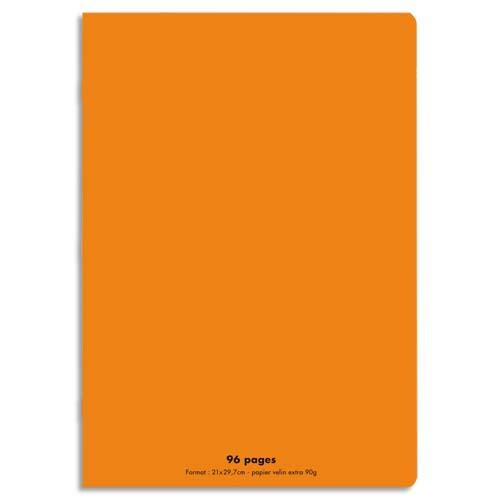 Cahier co - piqu - couverture polypro - 96 pages - 21x29,7 cm - grands carreaux - orange