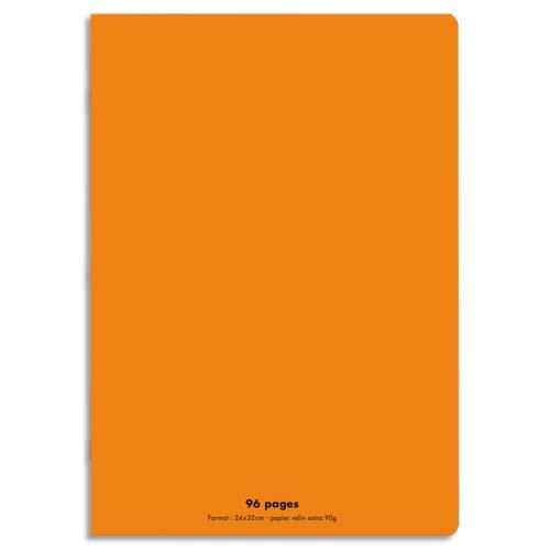 Cahier co - piqu - couverture polypro - 96 pages - 24x32 cm - grands carreaux - orange