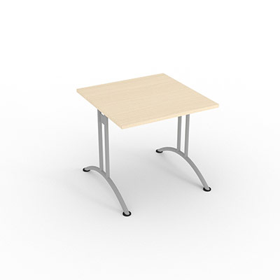 Table rectangulaire  dgagement latral - 80 x 80 cm - plateau rable - finitions aluminium